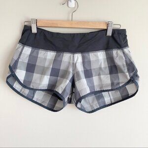 lululemon Speed Shorts Wet Dry Warm Lined Gray Plaid 25" inseam Size 6